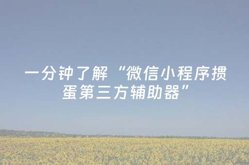 一分钟了解“微信小程序掼蛋第三方辅助器”（怎么增加胜率)