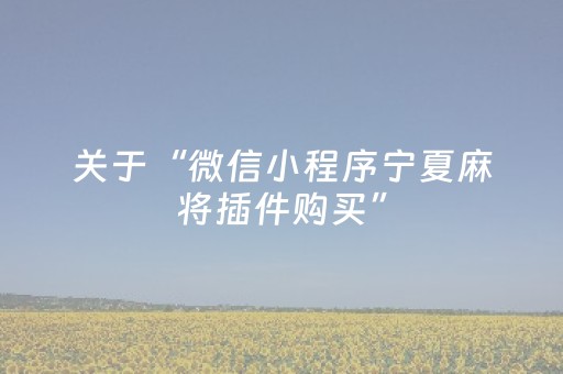 关于“微信小程序宁夏麻将插件购买”（开挂辅助脚本)