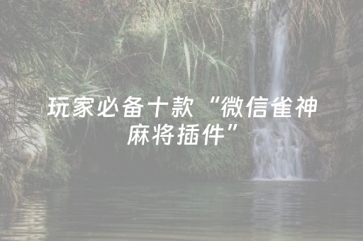 玩家必备十款“微信雀神麻将插件”（辅助挂发牌规律)
