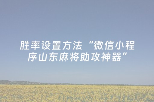 胜率设置方法“微信小程序山东麻将助攻神器”（提高胜率技巧)