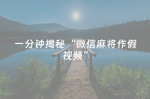 一分钟揭秘“微信麻将作假视频”（免费辅助)