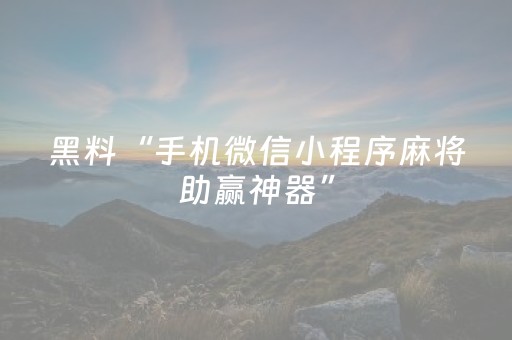 黑料“手机微信小程序麻将助赢神器”（做弊器软件下载)