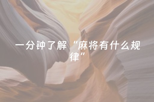 一分钟了解“麻将有什么规律”（辅助器下载)