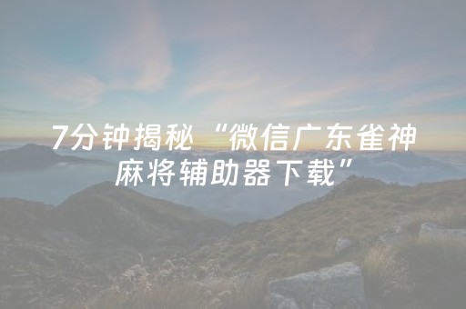 7分钟揭秘“微信广东雀神麻将辅助器下载”（透明器教程)