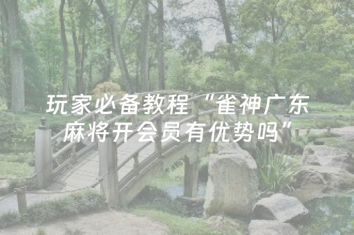 玩家必备教程“雀神广东麻将开会员有优势吗”（助赢神器)