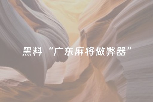 黑料“广东麻将做弊器”（怎么增加胜率)