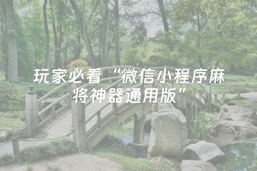 玩家必看“微信小程序麻将神器通用版”（必赢神器辅助器)