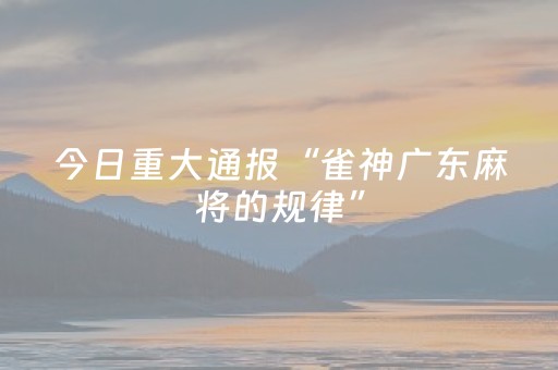 今日重大通报“雀神广东麻将的规律”（会员会提高胜率吗)