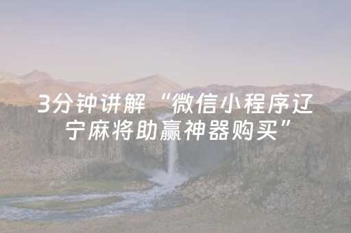 3分钟讲解“微信小程序辽宁麻将助赢神器购买”（怎么提高胜率)