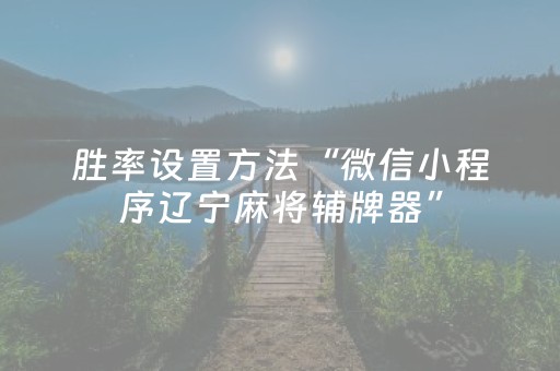 胜率设置方法“微信小程序辽宁麻将辅牌器”（助赢神器)