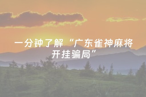一分钟了解“广东雀神麻将开挂骗局”（万能开挂神器)