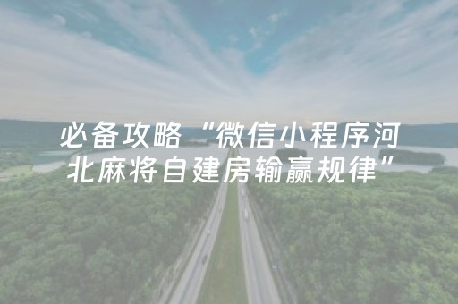 必备攻略“微信小程序河北麻将自建房输赢规律”（软件出售)