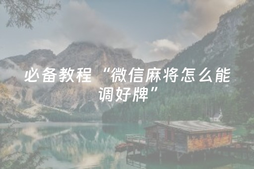 必备教程“微信麻将怎么能调好牌”（透明器教程)