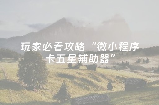 玩家必看攻略“微小程序卡五星辅助器”（做弊器软件下载)