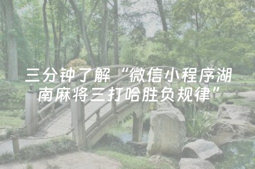 三分钟了解“微信小程序湖南麻将三打哈胜负规律”（自建房怎么赢)