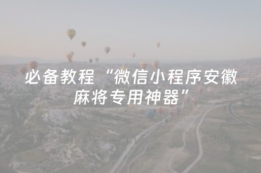 必备教程“微信小程序安徽麻将专用神器”（控牌器)