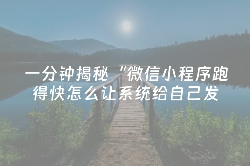 一分钟揭秘“微信小程序跑得快怎么让系统给自己发好牌”（控牌器)