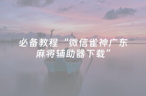 必备教程“微信雀神广东麻将辅助器下载”（免费专用神器)