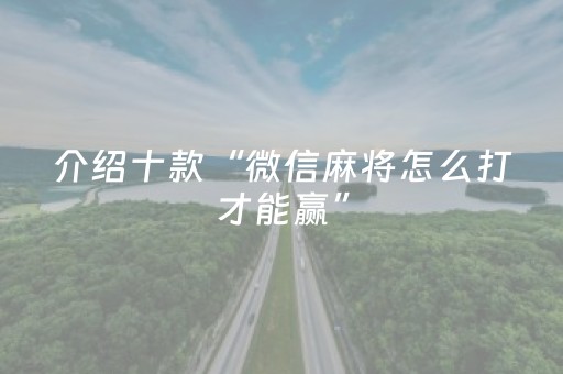 介绍十款“微信麻将怎么打才能赢”（必赢神器辅助器)