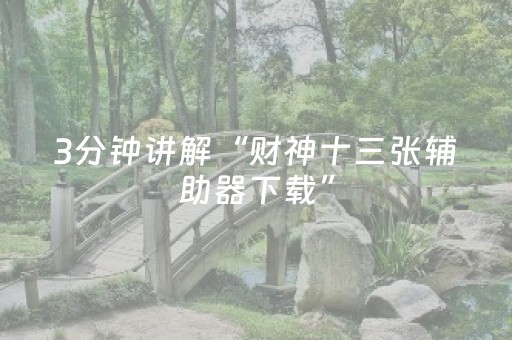 3分钟讲解“财神十三张辅助器下载”（辅助器下载)
