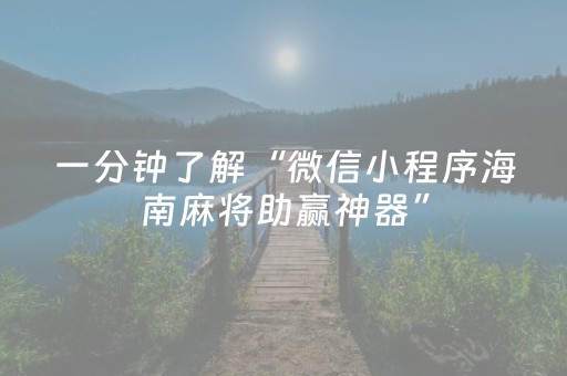 一分钟了解“微信小程序海南麻将助赢神器”（挂件神器)