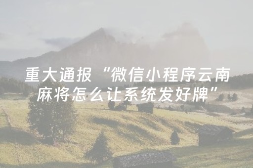 重大通报“微信小程序云南麻将怎么让系统发好牌”（做弊器软件下载)