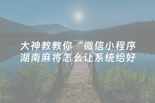 大神教教你“微信小程序湖南麻将怎么让系统给好牌”（AI辅助胡牌规则)
