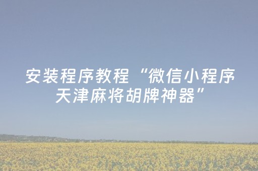 安装程序教程“微信小程序天津麻将胡牌神器”（插件可信吗)