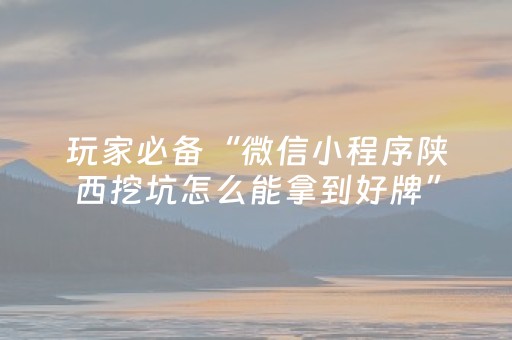 玩家必备“微信小程序陕西挖坑怎么能拿到好牌”（辅助器通用版)