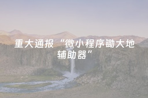 重大通报“微小程序锄大地辅助器”（必赢神器)
