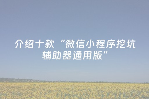 介绍十款“微信小程序挖坑辅助器通用版”（赢的技巧规律)