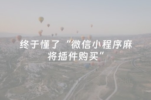终于懂了“微信小程序麻将插件购买”（怎么能得到好牌)
