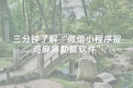 三分钟了解“微信小程序捉鸡麻将助赢软件”（怎么能得到好牌)