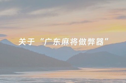 关于“广东麻将做弊器”（规律确实有挂)