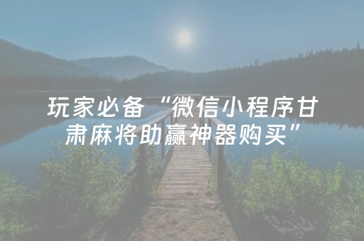 玩家必备“微信小程序甘肃麻将助赢神器购买”（外辅工具)
