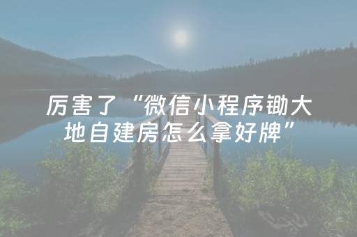 厉害了“微信小程序锄大地自建房怎么拿好牌”（怎么设置才能赢)