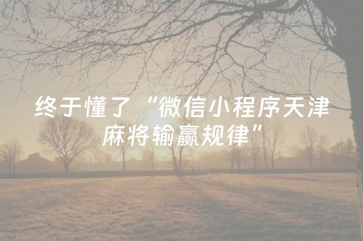 终于懂了“微信小程序天津麻将输赢规律”（万能开挂器)
