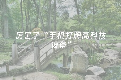 厉害了“手机打牌高科技设备”（必赢神器)