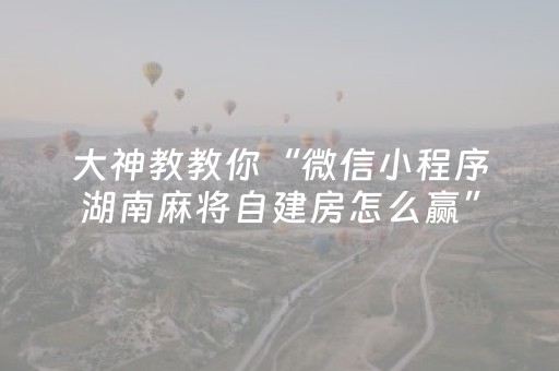 大神教教你“微信小程序湖南麻将自建房怎么赢”（神器通用版)