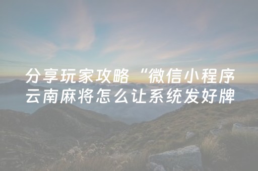 分享玩家攻略“微信小程序云南麻将怎么让系统发好牌”（插件可信吗)