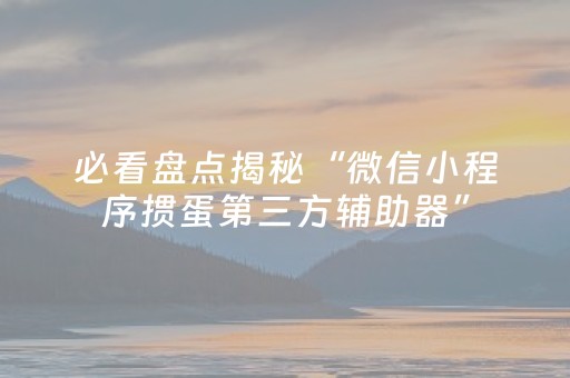 必看盘点揭秘“微信小程序掼蛋第三方辅助器”（控牌器)