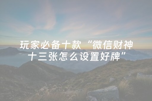 玩家必备十款“微信财神十三张怎么设置好牌”（软件出售)