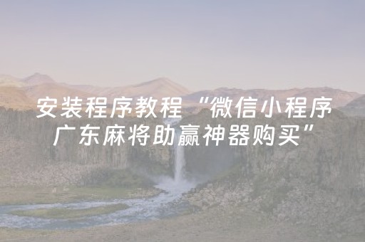 安装程序教程“微信小程序广东麻将助赢神器购买”（专用神器下载)