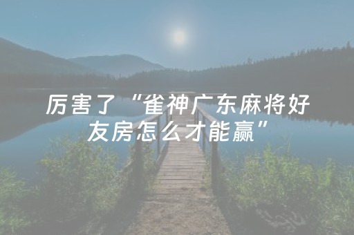 厉害了“雀神广东麻将好友房怎么才能赢”（助赢神器购买)