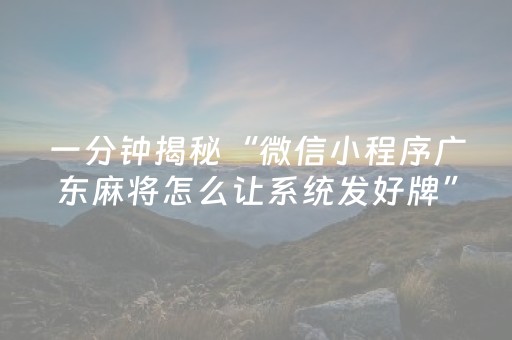 一分钟揭秘“微信小程序广东麻将怎么让系统发好牌”（通用挂软件多少钱)