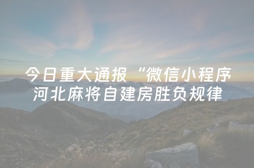 今日重大通报“微信小程序河北麻将自建房胜负规律”（AI辅助胡牌规则)