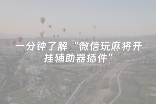 一分钟了解“微信玩麻将开挂辅助器插件”（辅助挂发牌规律)