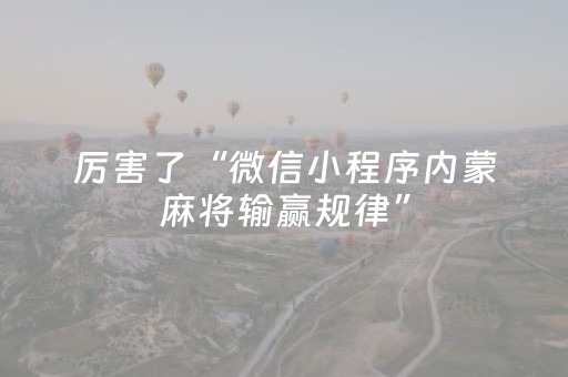 厉害了“微信小程序内蒙麻将输赢规律”（透明器教程)