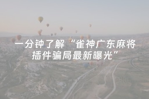 一分钟了解“雀神广东麻将插件骗局最新曝光”（控牌神器)