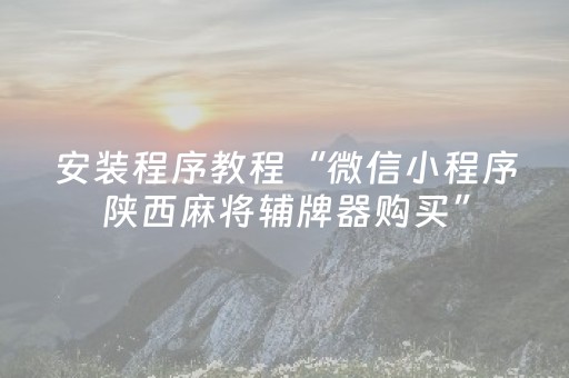 安装程序教程“微信小程序陕西麻将辅牌器购买”（提高胜率技巧)